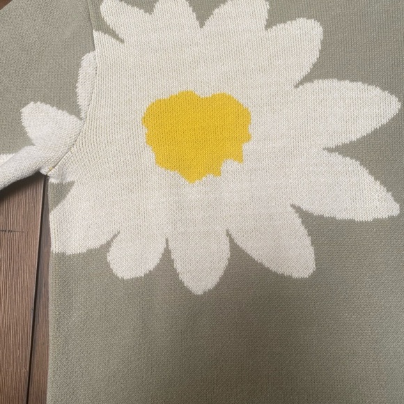 PacSun Women's Green Sweater with Daisy Design Size S Oversized - Picture 6 of 6